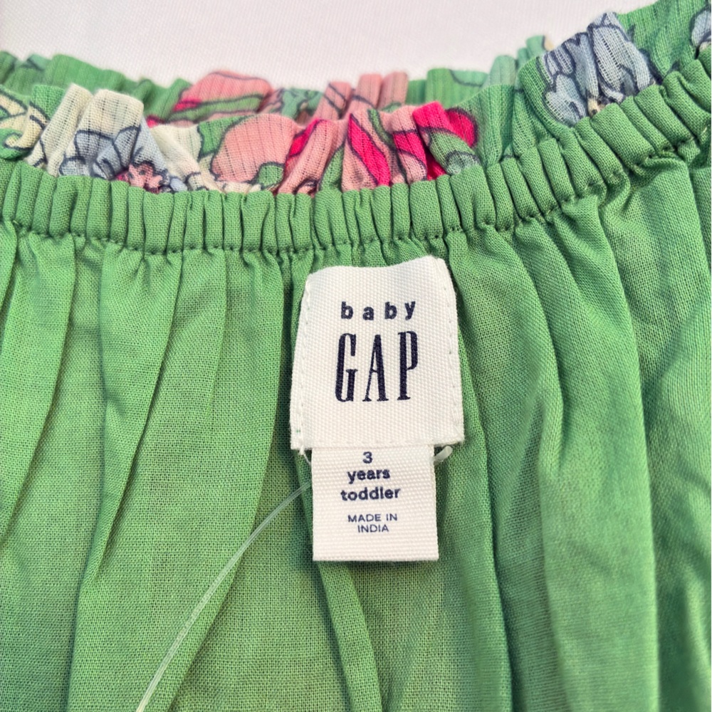 Baby Gap Toddle Girl's Smocked Floral Dress Stem Green Floral Size 3T New - Picture 5 of 7